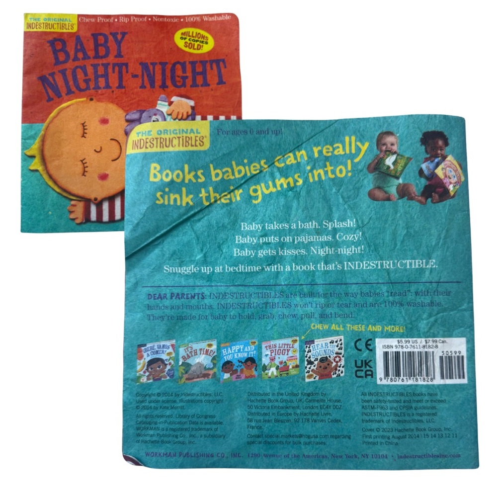 💧 Indestructibles Baby Book Set Itsy Bitsy Spider & Baby Night Night Rip Proof - Picture 6 of 6